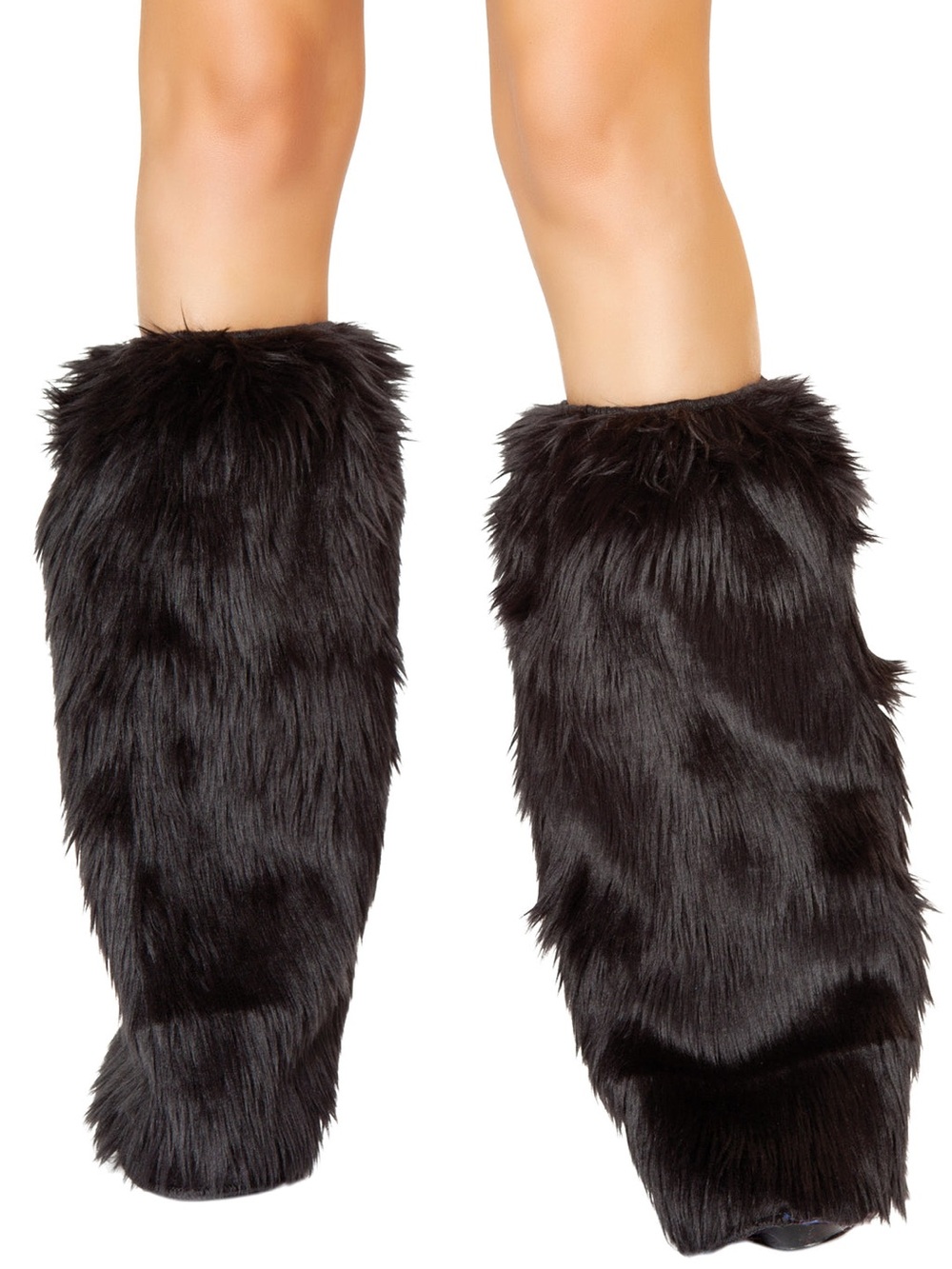 J. Valentine Basic Faux Fur Leg Warmers - Black - One Size
